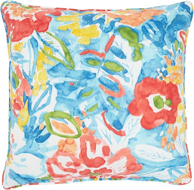 BrylaneHome 16" Square Toss Pillow - Patio & Outdoor - Patio & Outdoor - Water, Stain & Fade Resistant - Poppy Blue