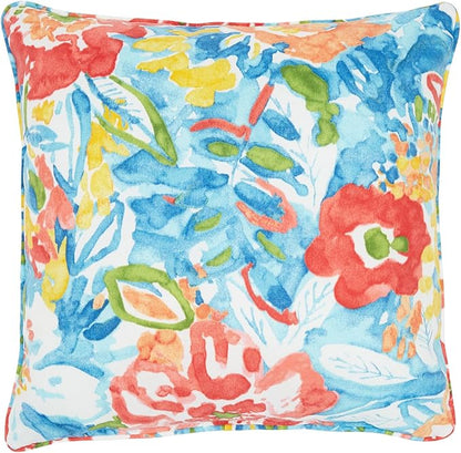 BrylaneHome 16" Square Toss Pillow - Patio & Outdoor - Patio & Outdoor - Water, Stain & Fade Resistant - Poppy Blue