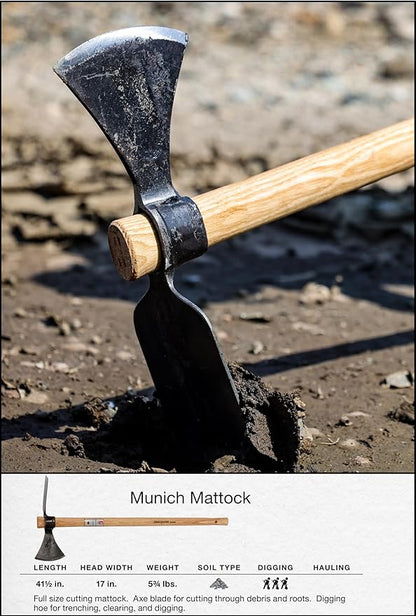 IDEALSPATEN - Made in Germany Since 1899 - Munich Mattock Professional Landscape Mattock for Cutting and Farming 6.75lb - 41.5lb (Munich)#IS420