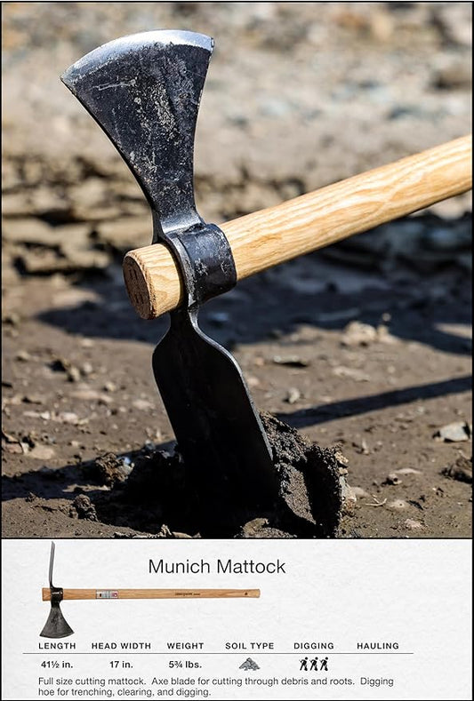 IDEALSPATEN - Made in Germany Since 1899 - Munich Mattock Professional Landscape Mattock for Cutting and Farming 6.75lb - 41.5lb (Munich)#IS420