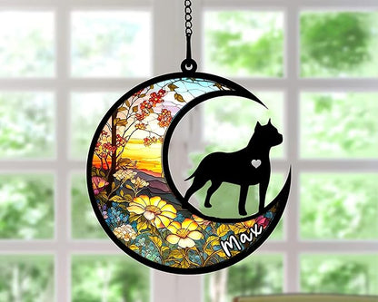 Personalized Dog Memorial, Custom Name American Staffordshire Terrier Dog Christmas Ornament, Custom Breeds, Pet Loss Light Catcher, Gifts for Lovers Loss of Pet Sympathy on Mothers Day Christmas
