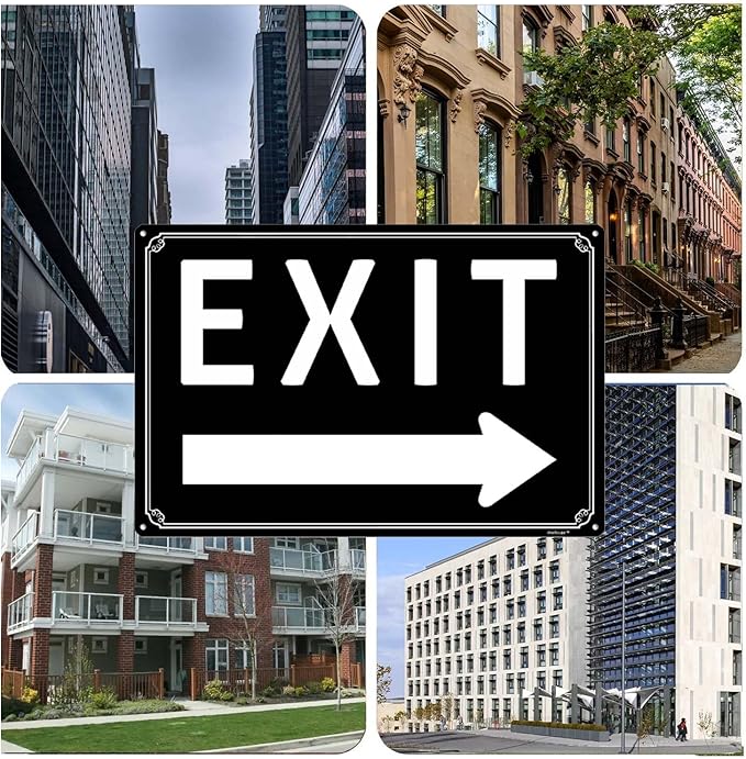 12x16" Exit Sign With Left Arrow - High-Intensity Aluminum Parking Lot Sign, Weatherproof & Fade-Resistant, Ideal for Outdoor & Indoor Use - Curbside Sign(horizontal version)