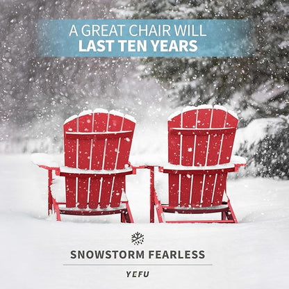 YEFU Adirondack Chairs Set of 8: Plastic Adirondack Chairs - Patio Chairs with Wood Texture - Outdoor Chair HIPS - Lawn Fire Pit Deck Porch Garden Chairs for Adults (Red)