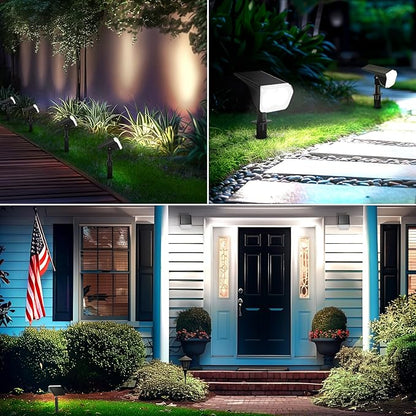 Consciot Solar Spot Lights Outdoor Waterproof, 24 LED Dusk-to-Dawn Solar Outdoor Lights, 2 in 1 Adjustable Wall Lights, Daylight Solar Landscape Spotlights for Garden Yard Wall Walkway, 2 Pack