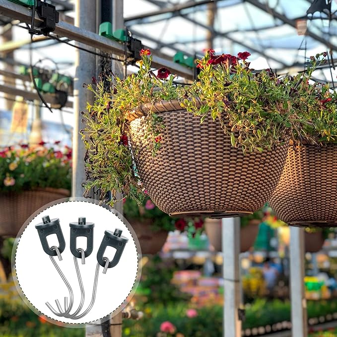 Ripeng 50 Pieces Greenhouse Hooks Hanger Twist Clips Greenhouse Fixing Clips with Stainless Steel S Hooks for Outdoor Garden Hanging Plants Plastic Insulation Netting Shading