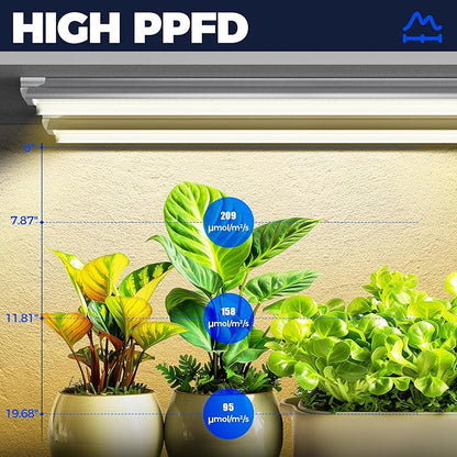 Barrina Full Spectrum LED Grow Light, 168W(4 x 42W), Grow Light Strips for Indoor Plant, 4FT Plant Grow Light, T8 Growing Lamp Fixture, Yellow, 4-Pack