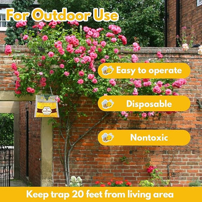 8 Pack Disposable Wasp Traps Outdoor Hanging Carpenter Bee Traps for Outside Yellow Jacket Trap Hornet Trap Wasp Killer Bugs Flies Garden