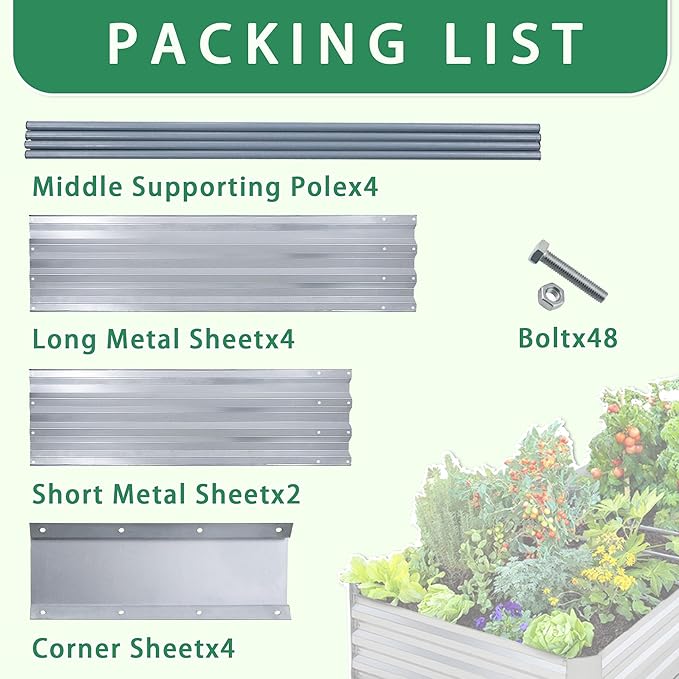 6x3x1 Ft Planter Raised Bed with Cover, Metal Planter Box with Cover, Planters Small Antifreeze Greenhouse Kit for Outdoor Plants, Flower, Galvanized Garden Bed Planter Gardening Supplies