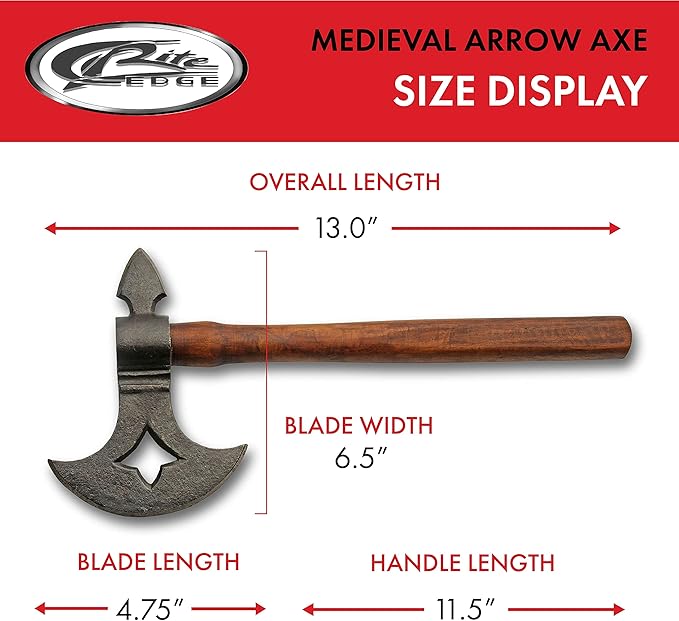 13" Wood Handle Carbon Steel Handcrafted Replica Medieval Axe