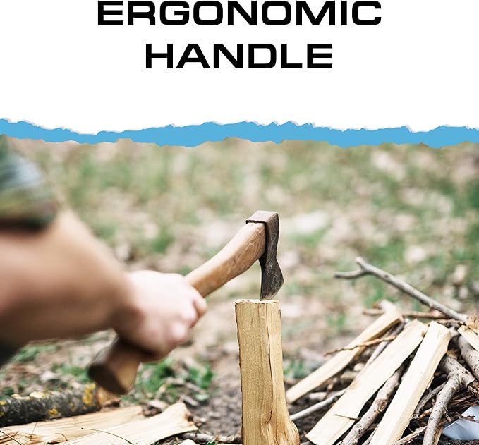 Prandi Piemonte Hatchet 0.66 lb - Ash Handle with Leather String 13 in - Ideal for Camping, Travel & Bushcraft - Made in Italy