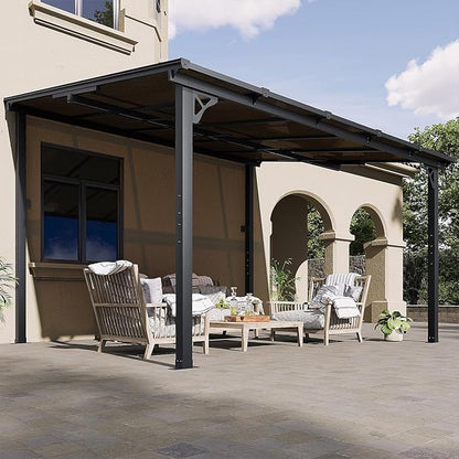 Aoxun 10' x 12' Gazebo for Patio, Gazebo Pergola with Sloped Roof, Large Wall-Mounted Heavy Duty Awnings, for Backyard, Deck, Patio