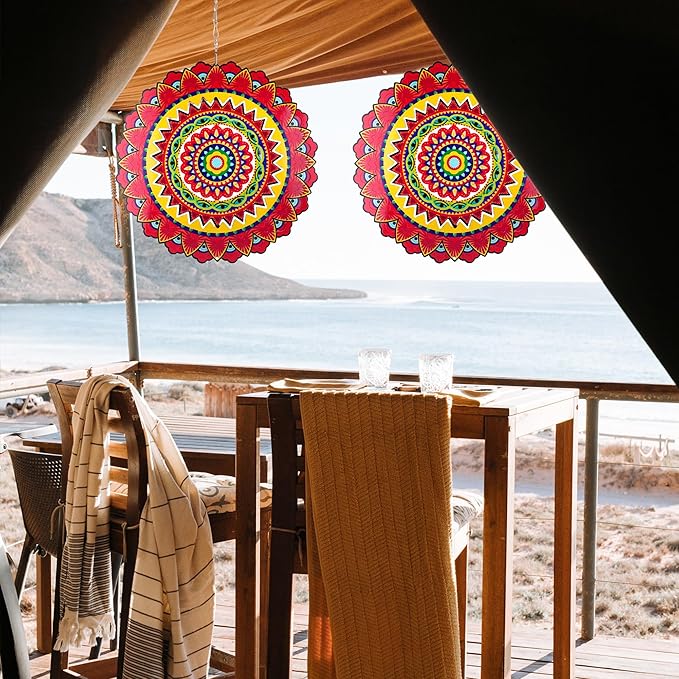 Garden Wind Spinners, 6 Inch 3D Stainless Steel Mandala Wind Spinner for Yard Garden Decoration Christmas Party Indoor and Outdoor Decoration