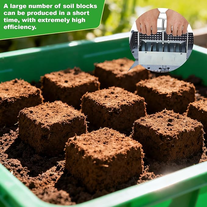 Soil Block Maker, Handheld Mini 4 Soil Block Maker, A Must-Have Nutrient Soil Blocker for Garden Enthusiasts and A Premium Gardening Essential for Seed Starting