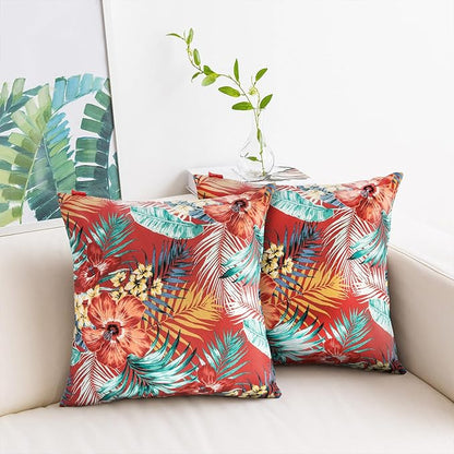 Throw Pillow Covers Set of 2, Outdoor Indoor Waterproof Decorative Patio Throw Pillowcase Shell 18x18 Inch, Square Cushion Case for Couch Sofa Garden Farmhouse Decoration-Sadira Chili Haze
