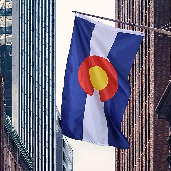 Colorado State Flag 5x8 Ft Deluxe Full Embroidered Premium Polyester Durable CO Outside Flag with Sewn Stripes and Brass Grommets for Indoor/Outdoor