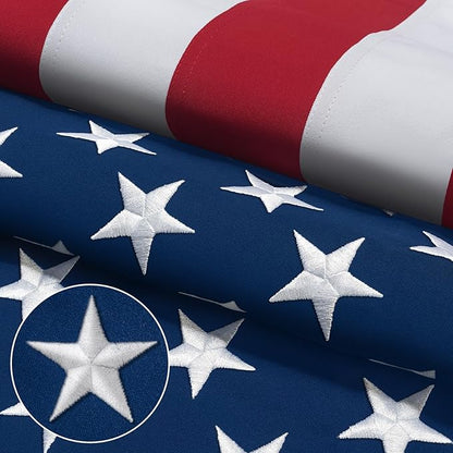 American Flag 10x15 Ft for Outside Longest Lasting- Ultra Durable, Tear-Proof Heavy Duty Spun Polyester US USA Flags - Fade Resistant, Embroidered Stars, Sewn Stripes, Brass Grommets - Outdoor Decor