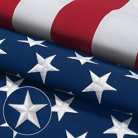 American Flag 5x8 Ft for Outside Longest Lasting- Ultra Durable, Tear-Proof Heavy Duty Spun Polyester US USA Flags - Fade Resistant, Embroidered Stars, Sewn Stripes, Brass Grommets - Outdoor Decor