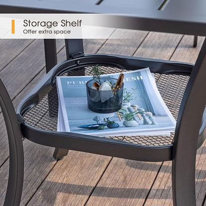 VICLLAX 3 Pieces Outdoor Dining Set, Patio Furniture Set of 2 Patio Swivel Dining Chairs and Small Dining Table with Storage Shelf, Grey Chairs & Antique Grey Tabletop