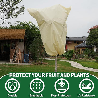 2 Packs Plant Covers Freeze Protection Jacket, 79" x 98", 2.2 oz Thick Frost Blankets for Outdoor Garden Plant Tree in Winter Cold Weather, Heavy Duty Reusable Frost Cloth Bags with Zipper Drawstring
