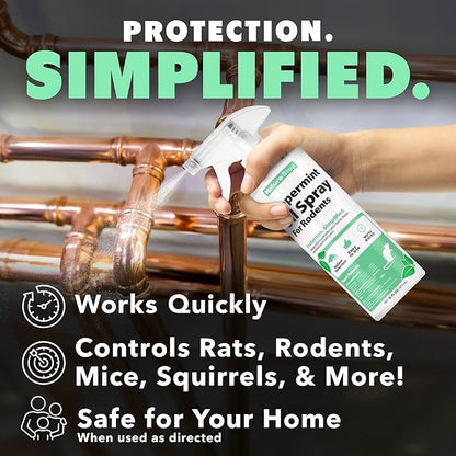 Peppermint Oil Spray for Rodents, Repellent for Indoor & Outdoor Use, 16 oz (475mL)