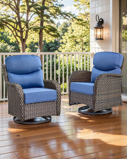 Luxury 22x24/22x25 6-Inch Smile Patio Cushions for Outdoor Furniture Set of 6 - Thick Back & Deep Seat Outside Chair Cushions for Rattan Metal Glider Loveseat Sectional Sofa - Navy Blue