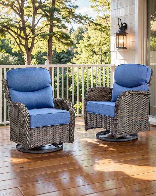 Luxury 22x24/22x25 6-Inch Smile Patio Cushions for Outdoor Furniture Set of 6 - Thick Back & Deep Seat Outside Chair Cushions for Rattan Metal Glider Loveseat Sectional Sofa - Navy Blue