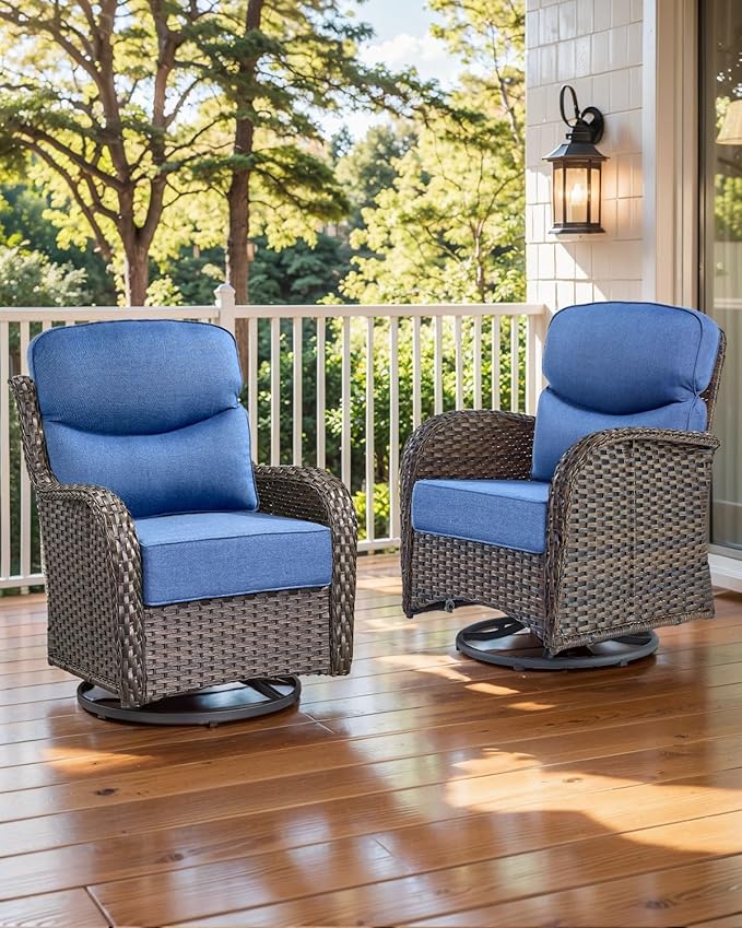 Luxury 22x24/22x25 6-Inch Smile Patio Dining Chair Cushions Set of 4 - Heavy Duty Water Slashproof Outdoor Seat Cushion for Outside Furniture Swivel Chairs Loveseat L-Shape Sofa - Navy Blue