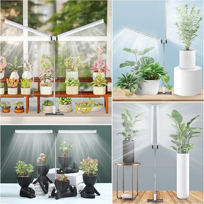 JCBritw Standing LED Grow Light，Adjustable Dual Head T12 Bar Plant Light, White 6500K Full Spectrum Plant Grow Lamp on Stand for Indoor Plants Seed Starting, Seedlings, Veg, Flower