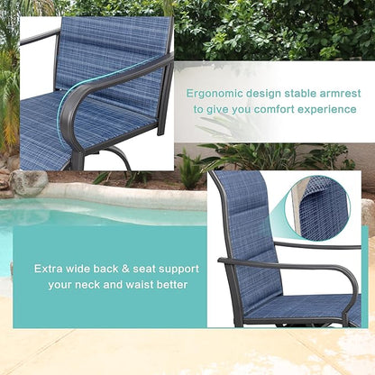 Vongrasig 6 Piece Outdoor Patio Swivel Bar Chairs, All Weather Padded Sling Textile High Top Bar Stools, Bistro Set for Backyard, Lawn Garden, Balcony, Padded Blue
