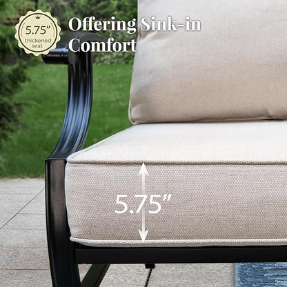Patio Furniture Set 5 pcs, Outdoor Patio Furniture, 3-Seat Sofa, 2 Single Chairs, 2 Ottomans and 5.75" Extra Thick Cushion, Patio Conversation Set for Garden Backyard Deck,Beige