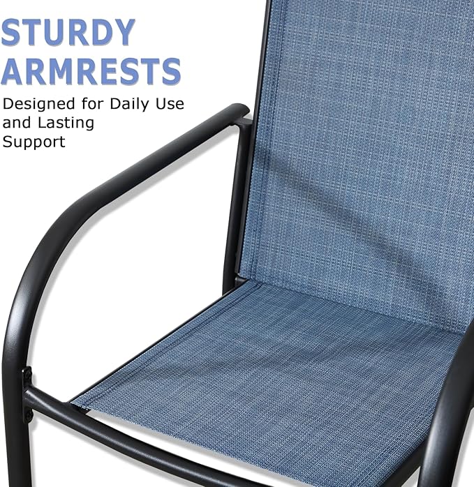 Patio Chairs Set of 2, Outdoor Dining Chairs with Breathable Textilene Fabric, Stackable Patio Chairs for Lawn, Garden, Backyard, Poolside, Blue