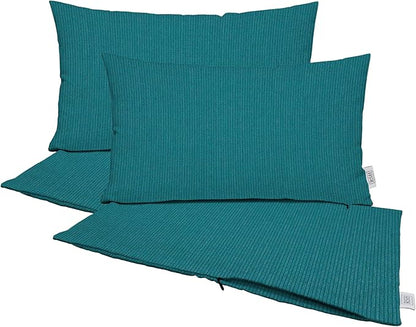 RSH DECOR: Sunbrella Pillow Covers Set of 4 | Covers Only - 20" x 12" | Outdoor Lumbar Pillow Covers Crafted with Sunbrella Performance Fabric | Spectrum Peacock