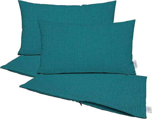 RSH DECOR: Sunbrella Pillow Covers Set of 4 | Covers Only - 20" x 12" | Outdoor Lumbar Pillow Covers Crafted with Sunbrella Performance Fabric | Spectrum Peacock