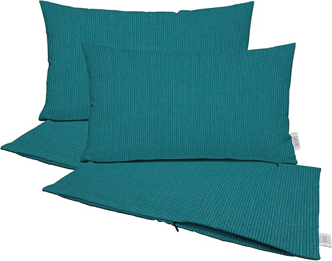 RSH DECOR: Sunbrella Pillow Covers Set of 4 | Covers Only - 26" x 16" | Outdoor Lumbar Pillow Covers Crafted with Sunbrella Performance Fabric | Spectrum Peacock