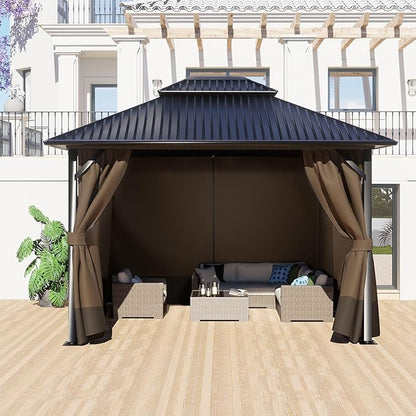 BPS 10' x 13' Gazebo Curtain Privacy 4-Panel Sidewall Outdoor Replacement Shade (Only Curtain)