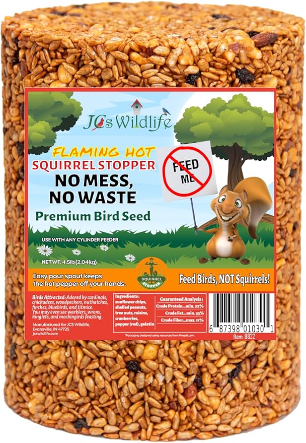 JCs Wildlife Squirrel Stopper No Mess, No Waste Large Cylinder with Hole 4.5lbs (2-Pack)