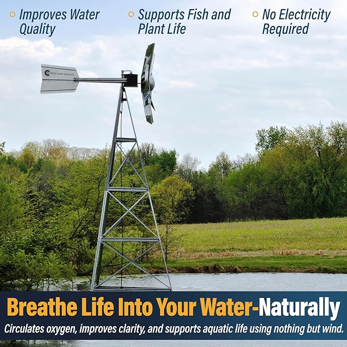 Outdoor Water Solutions AWS0012 16-Feet Galvanized 3-Legged Aeration System Windmill