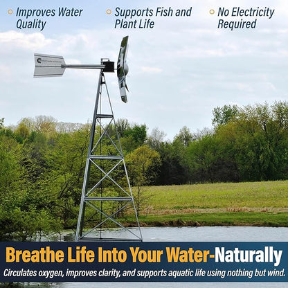Outdoor Water Solutions AWS0012 16-Feet Galvanized 3-Legged Aeration System Windmill