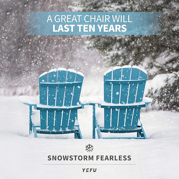 YEFU Adirondack Chairs Set of 2 Plastic Weather Resistant, Outdoor Chairs 5 Steps Easy Installation, Like Real Wood, Widely Used in Outdoor, Patio, Fire Pit, Deck, Outside, Campfire Chairs (Blue)