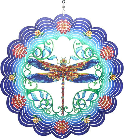 Dragonfly Wind Spinners Dragonfly Gifts for Women/Men 12 inch 3D Stainless Steel Hanging Wind Spinner Metal Wind Catchers Kinetic Sculpture for Indoor/Outdoor Decor, Yard Art, Garden Decorations