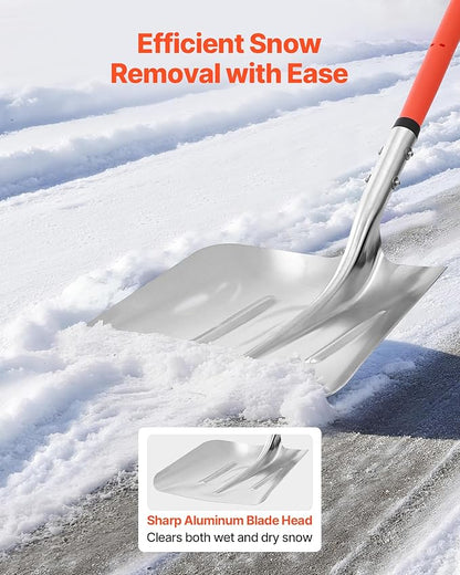 VEVOR Snow Shovel for Driveway, 14 in Wide Aluminum Alloy Snow Shovel with D-Shaped Handles, Large Capacity Snowplow Shovels, Lightweight Snows Removal Tool for Garden Car Camping