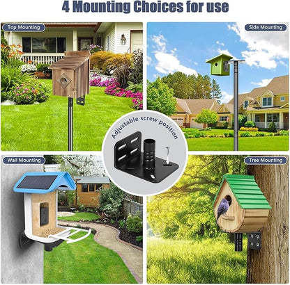 Gtongoko Smart Bird Feeder Pole 79 Inch Bluebird House Pole for Outdoors Weather Station Heavy Duty Metal Mounting Kit Adjustable Bird Feeder Stand Black