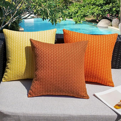 Kevin Textile Fall Outdoor Waterproof Throw Pillow Covers Pack of 2 Farmhouse Decorative Cushion Covers for Garden Patio Tent Balcony Bench Couch Sofa 16x16 Inch, Burnt Orange