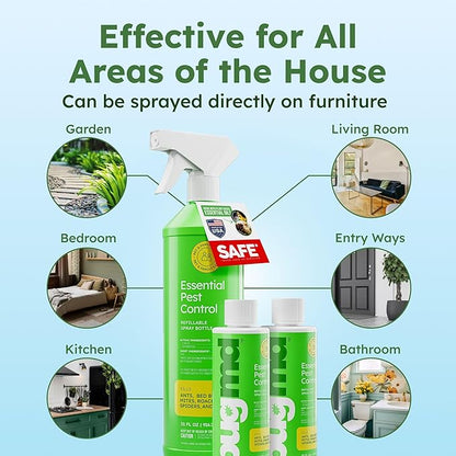 BugMD Ant Killer & Bug Spray - Roach and Cockroach Killer Indoor, Spider Spray for Home, Fly and Insect Defense, Natural, Safe with Essential Oils, Plant-Powered, Pest Control - Starter Kit
