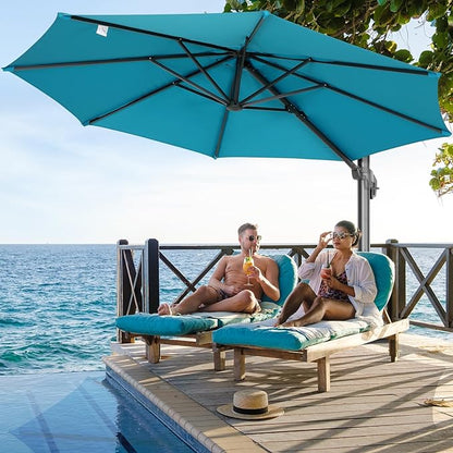 HOTIME10ft Patio Umbrella Cantilever Umbrella - Upgrade and Intensify - with 360 Rotation and 5 Angles Adjustment - Aluminum Offset Pool Umbrella Square Outdoor Umbrellas for Patio Garden Deck