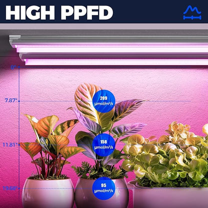 Barrina LED Grow Light 4FT, 168W(4 x 42W), Full Spectrum Plant Light, V-Shape with Reflector, Grow Lamp Strip, Plant Lights for Indoor Plants, 4-Pack