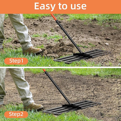 Lawn Leveling Rake 30"x10", Heavy-Duty Stainless Steel Yard Leveling Rake, Professional Soil Leveling Tool for Pastures, Golf Lawns, Gardens, Yards (Black)