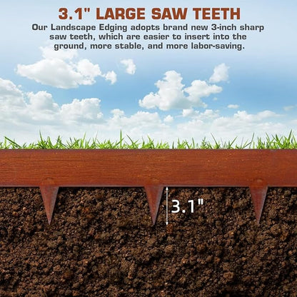 42 Inch Cor-Ten Steel Landscape Edging, 9.4 Inch Hammer in Landscape Edging,Garden Edging Border for Lawn, Flower Bed, Yard