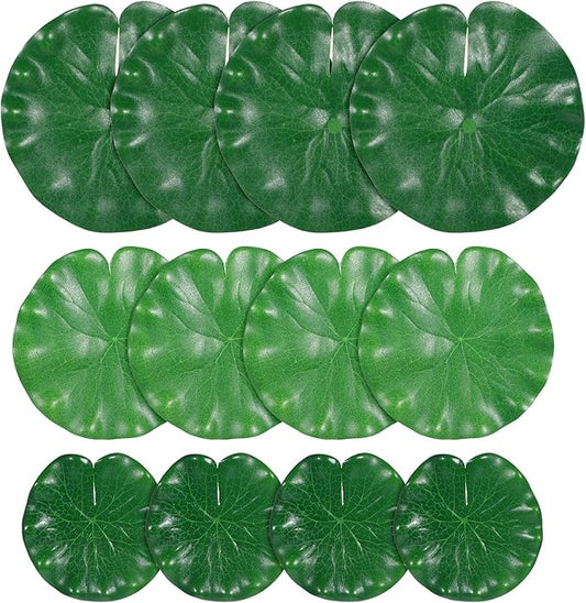 12Pcs Lily Pads for Ponds, Artificial Floating Foam Lotus Leaves Realistic Water Lily Pads Foliage Pond Decor for Pool Koi Fish Patio Aquarium Outdoor Ponds
