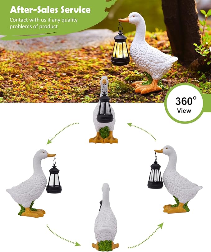 Nacome Solar Goose Outdoor Statues for Garden: Porch Decor with Warm Lantern Clearance for Outside Yard Art Lawn Ornaments Patio Balcony - Gifts for Grandma Mom Women